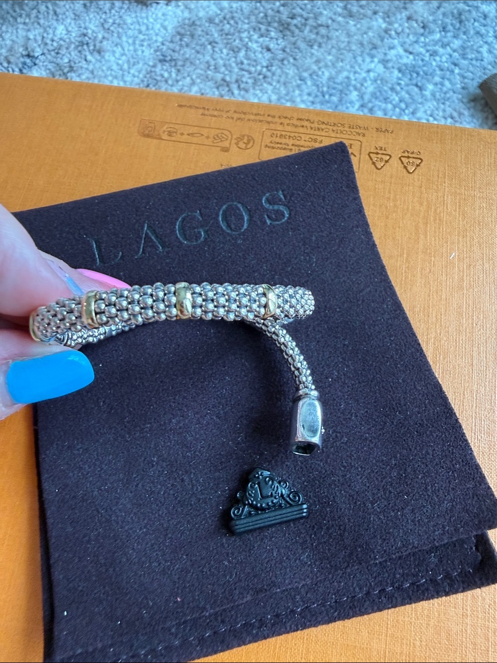 Pavé Accent Mesh Bracelet - Silver with Gold Pavé - Picture 6 of 6